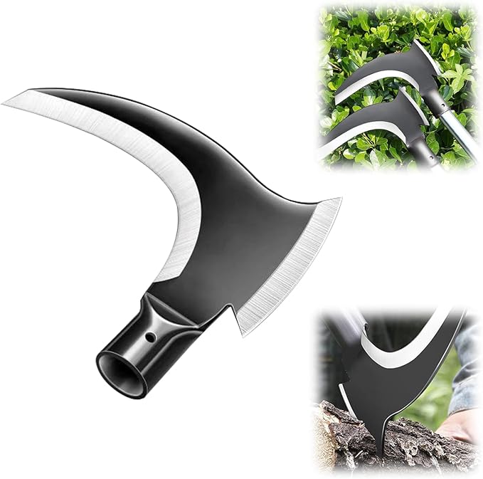 High Manganese Steel Double Scythe,Weeding Scythe,Agricultural Hand-Motor Weeding, Sickle for Outdoor Mowing Grass, Cutting Vines, Pruning Trees, Cutting Bamboo, Chopping Wood, Harvesting Rice (1 PCS)