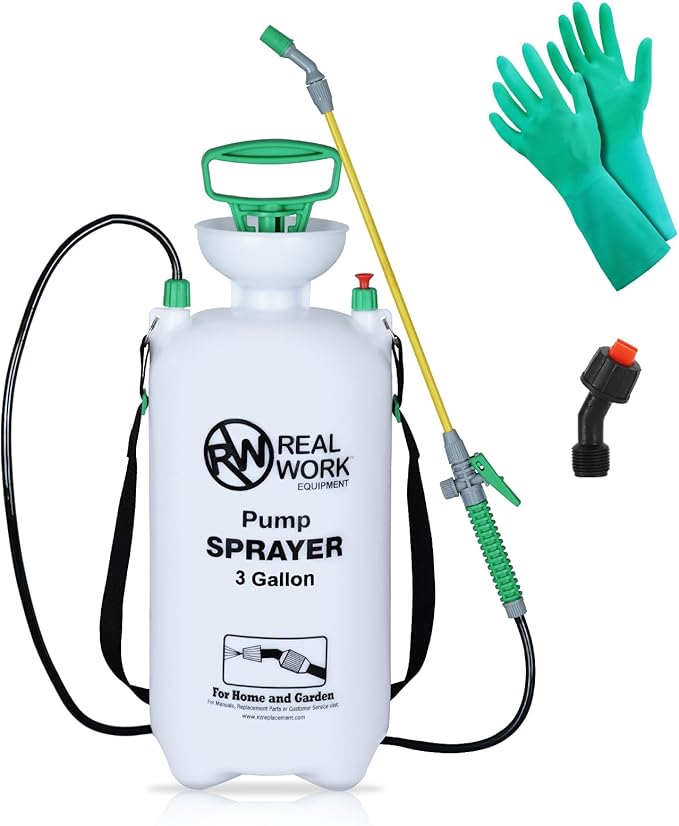 REALWORK 3-Gallon Handheld Tank Sprayer with Carry Handle and Shoulder Strap for Pests & Weeds, Watering Garden, and Spraying Plants, in Translucent White