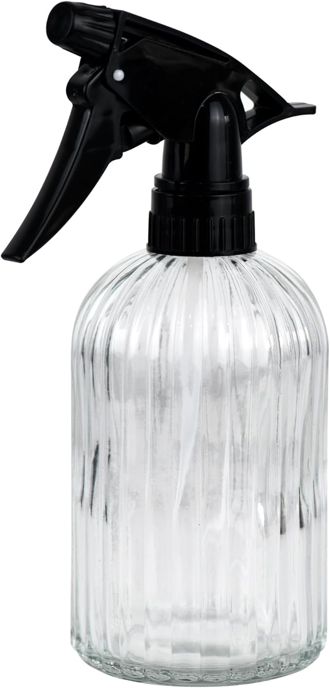 Handheld Glass Spray Bottle - 16 oz with Adjustable Nozzle for Watering Indoor and Outdoor Potted Plants and Greenery and More, 2.8 x 8.2in (clear)