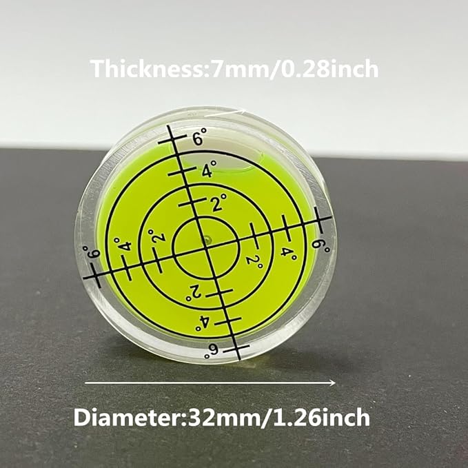 6Pcs Small Circular Bubble Spirit Level Double Sided Adhesive RV Levelers Round RV Standard Levels Measuring Tool (32x7mm)