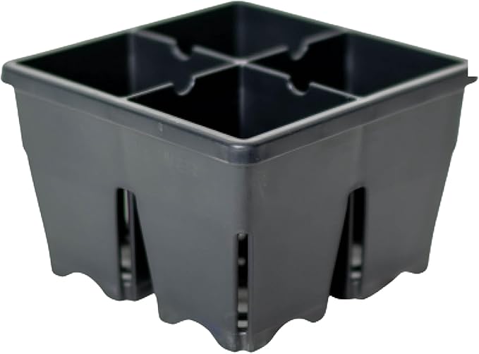 Epic Gardening Reusable Seed Starter Tray - Easy Watering Seed Starting Trays - Gardener Friendly Plant Trays for Seedlings | UV-Treated & BPA-Free -4-Cell 3" Seed Starting Trays - Black / 4 Trays