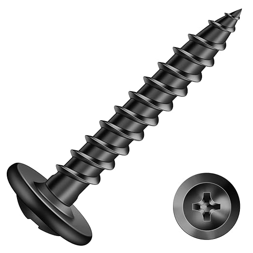 #8 x 1 Wood Screw 100Pcs Alloy Steel Standard Thread Truss Head Fast Self Tapping Black Oxide by SG TZH