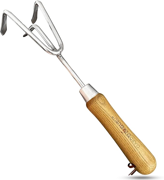 Garden Guru Eco Hand Cultivator Rake Tiller Tool- 100% Recycled Stainless Steel - Rust Resistant - FSC Certified Wood Ergonomic Handle - Great for Gardening Cultivating Weeding - 1 Case (40 Pcs)