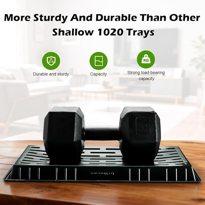 10 Pack Shallow 1020 Trays No Holes - Reusable 1.6" Deep Nursery Flats for 72/128 Cell Plug Tray, Heavy Duty Seed Starter Trays for Microgreens, Hydroponics & Seed Germination (Dark Green)