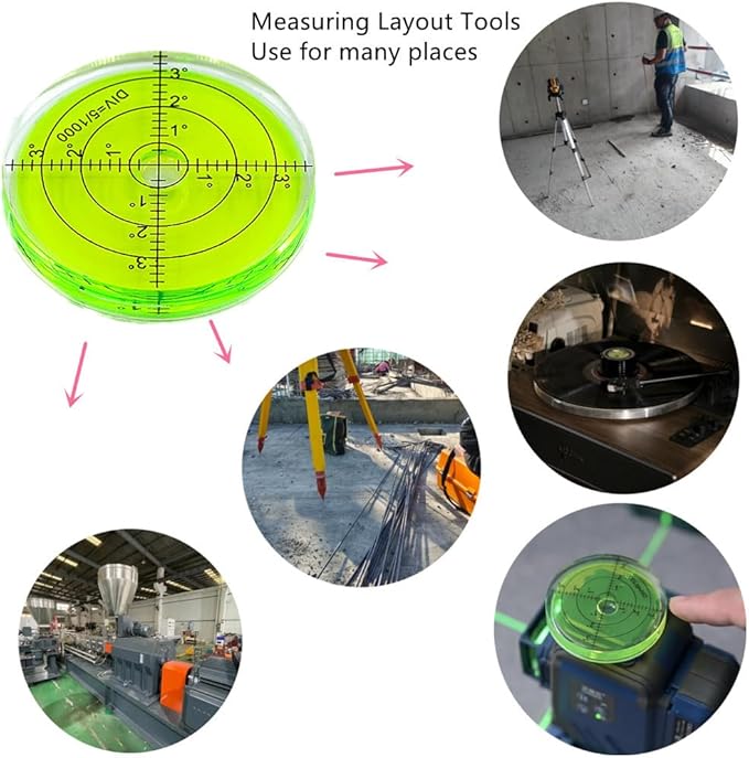 Bubble Spirit Level 66MM Degree Marked Surface Circular Level Bubble Measuring Layout Tools