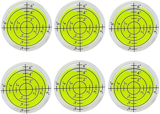6Pcs Small Circular Bubble Spirit Level Double Sided Adhesive RV Levelers Round RV Standard Levels Measuring Tool (32x7mm)