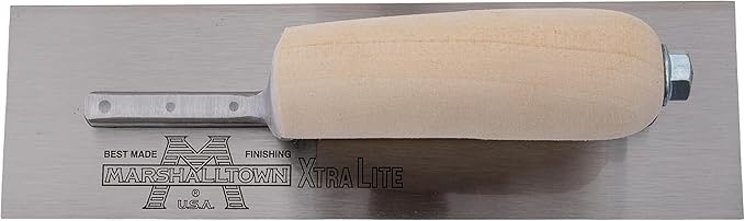 MARSHALLTOWN Finishing Trowels, Wood Handle Material, 102mm Width, Curved Handle Style, High Carbon Steel Blade Material, 245mm Length, Made in The USA, MXS55