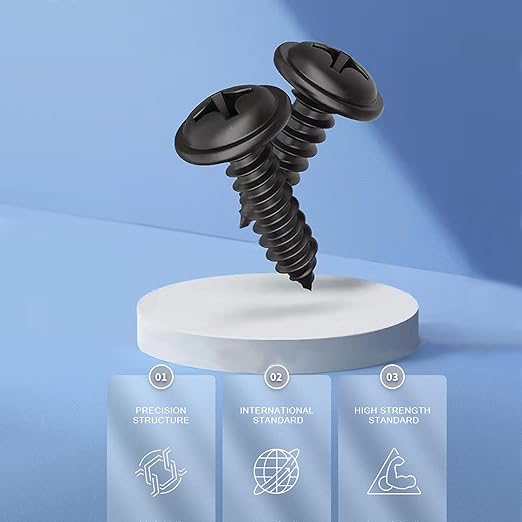 #8 Screws Assortment Set 210Pcs Alloy Steel Standard Thread Truss Head Fast Self Tapping Wood Screw Black Oxide by SG TZH