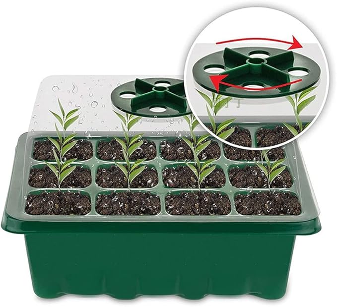 3 Pack Seed Starter Tray with Humidity Dome and Base (36 Cells Total), Plant Germination Kit for Seeds Growing Starting, Mini Seedling Propagator Small Greenhouse, Reusable Garden Supplies