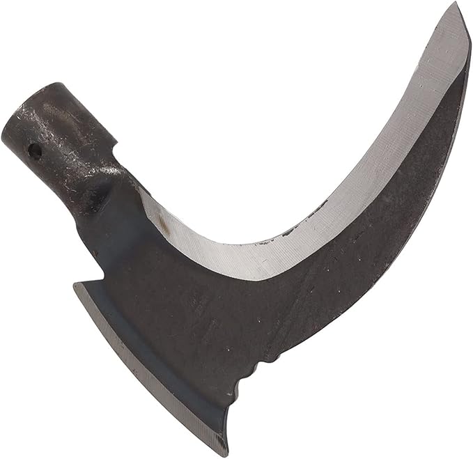 Weeding Sickle, High Manganese Steel Double Scythe Multipurpose Gardening Weeding Grass Sickle Portable Safety Sickle for Emergency Hiking Outdoor Gardening Tools (Single Cutter Head)