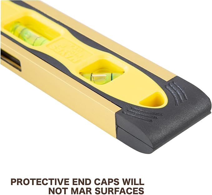 Mayes 10790 Magnetic Torpedo Level, Made in USA for Leveling Pipes and Metal Surfaces, 9 Inch, V-Groove Base, 3 Acrylic Vials, Extruded Aluminum Frame