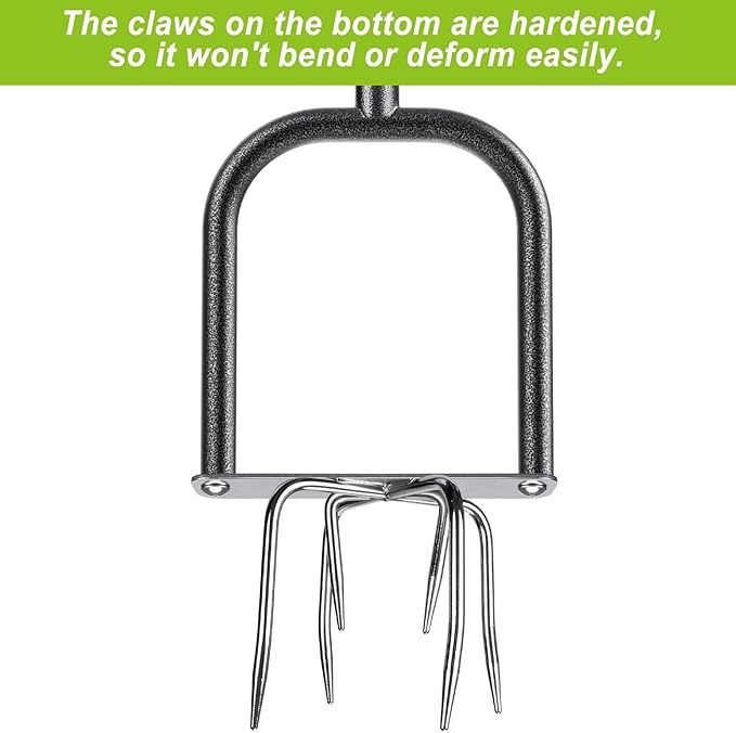 Dolibest Manual Twist Tiller, All-Steel Garden Claw Cultivator with 6 Curved Claws and Soft Rubber Handle, Hand Tiller Garden Claw for Gardening Bed and Plant Box (39'')