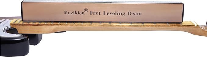 Stainless Steel Fret Leveling Beam, 16" (400mm) Sanding Beam Fret Leveler, Pro Guitar Luthier Repair Tool Fretboard Leveling File Includes 3 Sets of 120/240/320/600 Grit Sandpaper