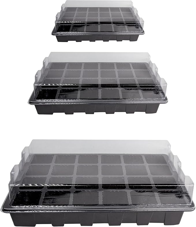 LOVEDAY 10 Pack -240 Cells -24 Grow Trays with Humidity Dome and Cell Insert - Mini Propagator for Seed Starting and Growing Healthy Plants Durable Reusable and Recyclable