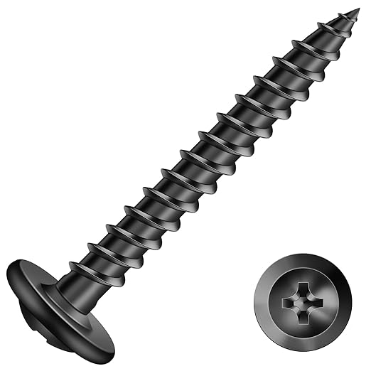 #8 x 1-1/4" Wood Screw 100Pcs Alloy Steel Standard Thread Truss Head Fast Self Tapping Black Oxide by SG TZH