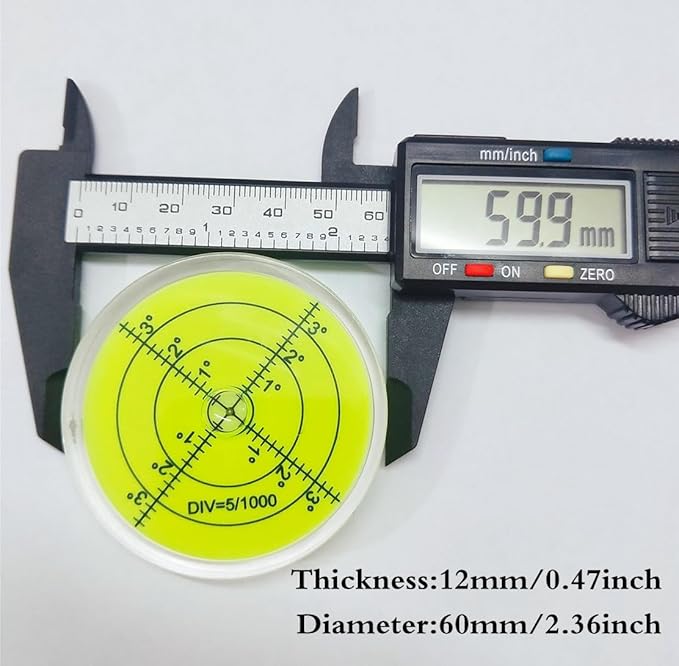 Bubble Spirit Level 60x12mm Degree Marked Surface Circular Level Round Levels Bubble Measuring Layout Tools