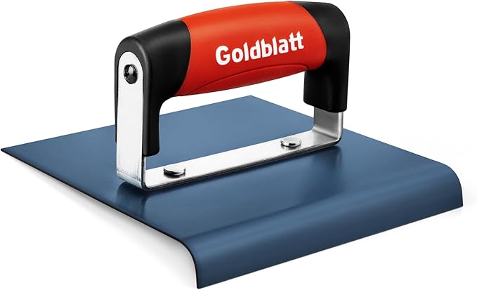 Goldblatt Concrete Edger Tool, 6" x 6" Blue Steel Edger (3/8"R, 1/2"D), Durable High Carbon Steel Concrete Finishing Tools - Masonry Hand Tool with Soft Grip, Sturdy Steel Mounting