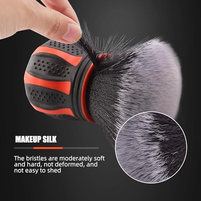 SPTA Ultra Soft Detailing Brush, Car Detail Brush, Orange Handle XL Synthetic Brush - Ultra Soft Bristles, Comes with Storage Rack, Covers Large Area Inside or Outside Vehicles