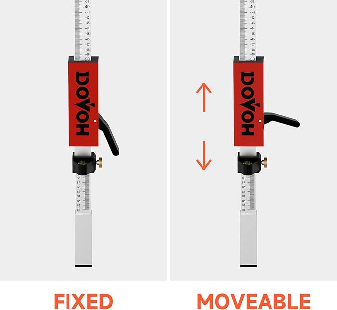 INCH/MM Grade Rod for Laser Level, with Quick-Release Slider for Laser Receiver, 2.4m/7.9ft Adjustable Length Aluminum Laser Level Stick, DP2400