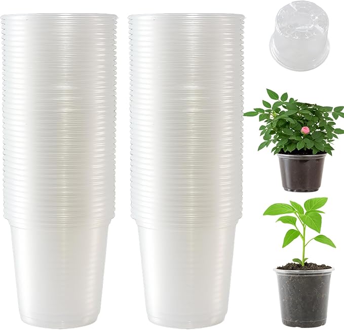 120 Packs Clear Nursery Pots with Drainage Hole 3.5 Inch Clear Pots for Plants Succulent Plant Pots Set Plastic Seedling Starting Pots Flower pots Planter Seed Starter, Clear