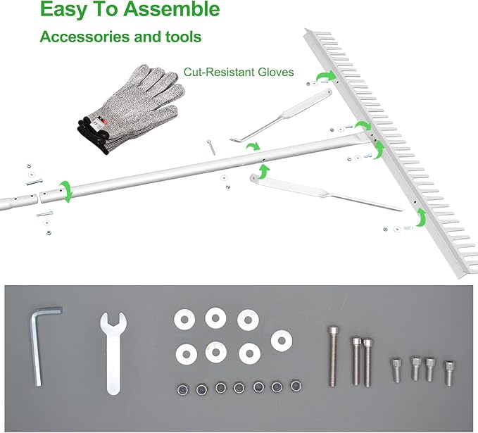 Landscape Rake 36 Inch Head, Leaf Rakes for Lawns with 67 Inch Handle,Aluminum Yard Tool for Loosening Soil, Landscaping Lawn Care , Lake Garden Pond and Beach Care