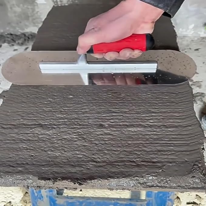 2Pcs Pool Trowel Set Stainless Steel Concrete Tools, Large Size Includes 16'' x 4'', 14'' x 4'' Masonry Hand Tool with Soft Grip Handle, Lightweight,Plastering Trowel for Drywall Plastering