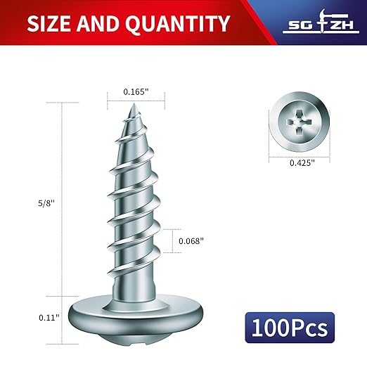 #8 x 5/8" Wood Screw 100Pcs Alloy Steel Standard Thread Truss Head Fast Self Tapping by SG TZH