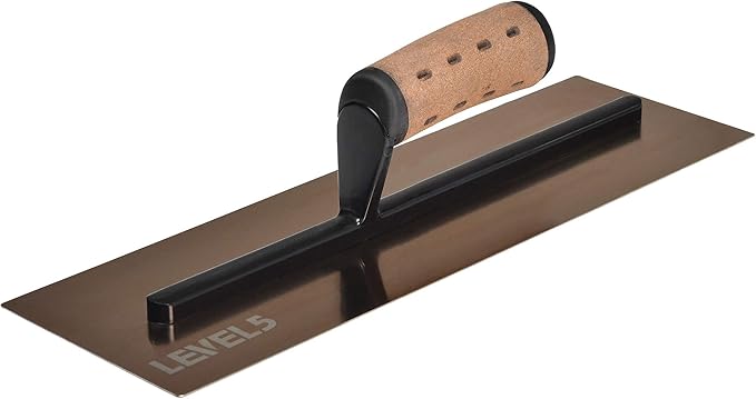 LEVEL5 14" x 4.75" 0.7 MM Drywall Curved Trowel | Triple-Hardened Stainless Steel, High-Impact Handle | Sheetrock Gyprock Wall-Board Plasterboard | 4-972