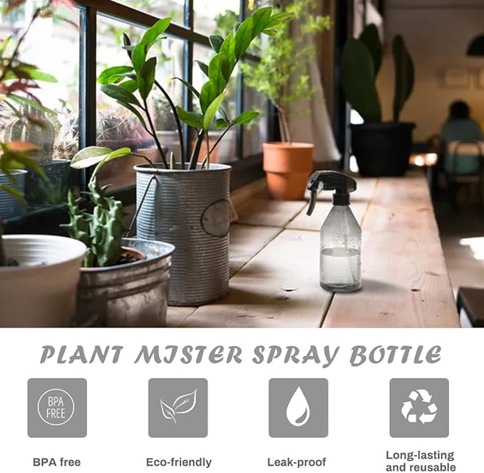 Plant Mister Water Spray Bottle - Fine Mist Spray Bottle for Flowers, Plants, Gardening, Cleaning Solutions - 10oz, Plastic
