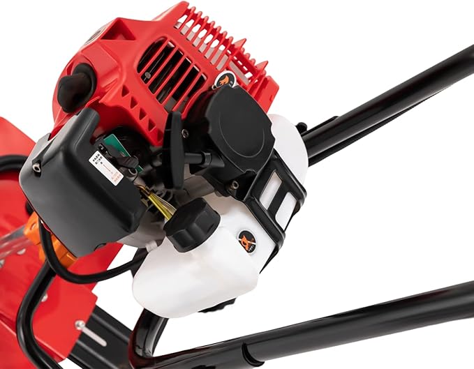 Garden Tiller Cultivator,52CC 2-Stroke Gas Powered Engine Rototiller 1.9KW Garden Tool Bar Cordless with Narrow Blade Anti-Collision Strong Power Garden Cultivator for Plowing Turning Soil Ditching