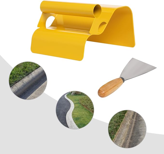 Landscape Curb Trowel, 7.28 * 5.91 * 3.74In Cement Model Making Tool with Handle & Putty Knife, Stainless Steel Concrete Curbing Trowel Model Making Tool