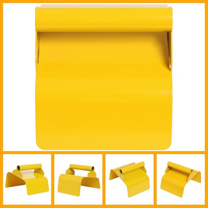 Concrete Curb Trowel Set with Handle & Putty Knife, Slope Shape, Heavy Duty 201 Stainless Steel, for Landscape Curb, Cement, Masonry & Model Making, DIY & Professional Use, 7.24*5.91*4.02in Yellow