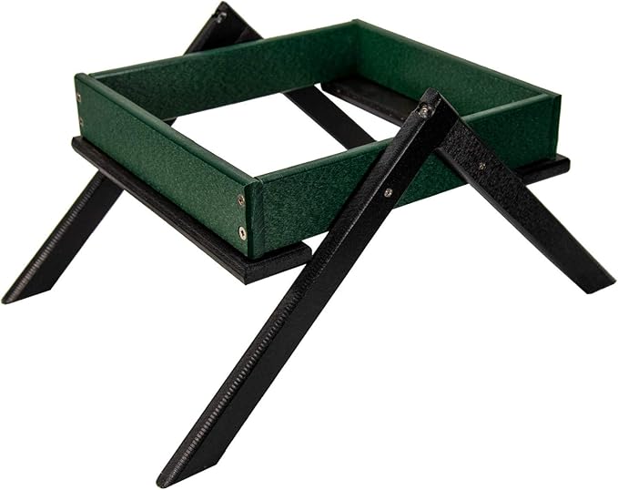 JCs Wildlife Removable Tray Ground Bird Feeder - Platform Bird Feeder - Holds 4 Cups of Seed (Medium, Green)