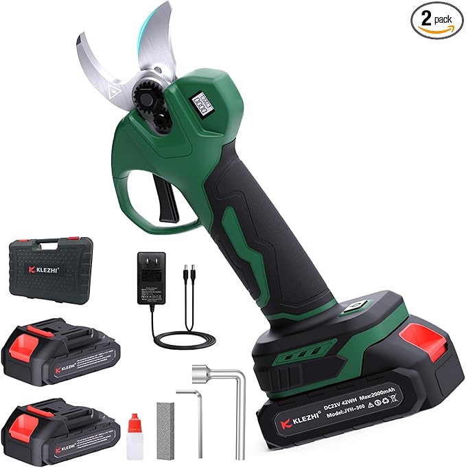 Cordless Electric Pruning Shears with 2×21V 2000mAh Batteries & LED Display, 1.2" Rechargeable Garden Pruning Shears for Thick Branches, Professional Landscaping Tools
