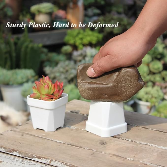BangQiao 100 Pack 2.55 Inch Small White Plastic Square Nursery and Seedling Pot with Drain Hole for Germination, Cactus, Herb, Succulent