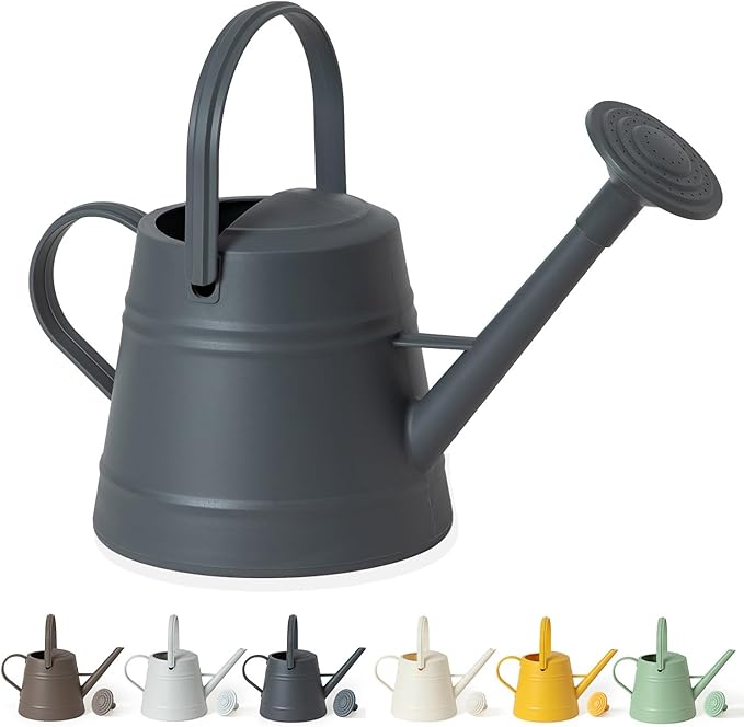 1 Gallon Watering Can for Plants, Watering Cans for Indoor&Outdoor Gardening, Water Can with Ergonomic Movable Handle (Dark Grey)