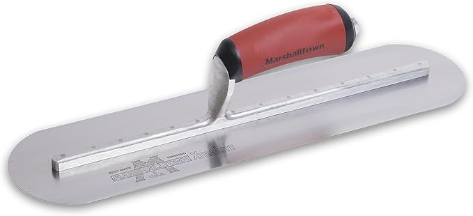 MARSHALLTOWN Fully Rounded Concrete Finishing Trowel, High Carbon Steel Blade, DuraSoft Handle, 16 x 4, Made in the USA, MXS66FRD
