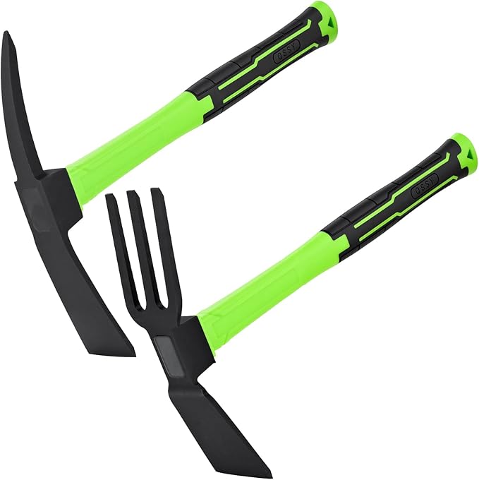 2pcs Garden Hoe and Cultivator Hand Rake Durable and Comfortable Handle Garden Tool Pick Axes for Digging Mattock