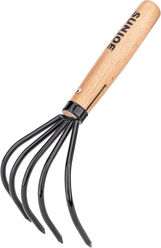 Nisaku by Sun Joe NJP555 Kumade Gohondume 5 Tine Claw Rake and Cultivator 4.75-Inch Width, Japanese Carbon Stainless Steel Prongs