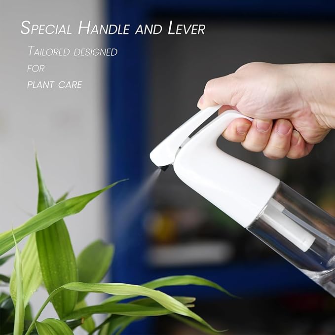 Refillable Fine Mist Spray Bottle for Plants – 300ml (10oz) Water Mister for Gardening, Cleaning & More (White)