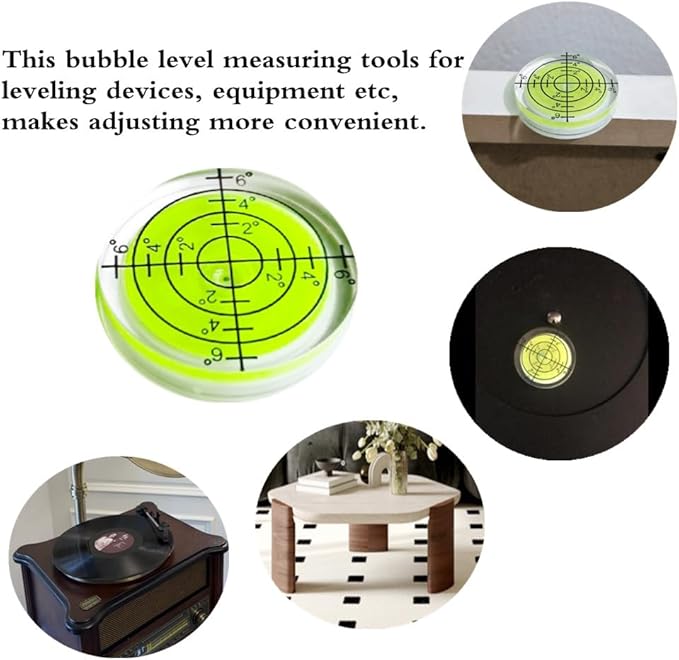 6Pcs Circular Bubble Spirit Levels 32x7mm Degree Mark Round Level Bubble Leveling Tool Measuring Layout Tools