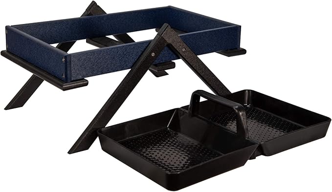 JCs Wildlife Removable Tray Ground Bird Feeders - Platform Bird Feeder - Holds 8 Cups of Seed (Large, Blue)