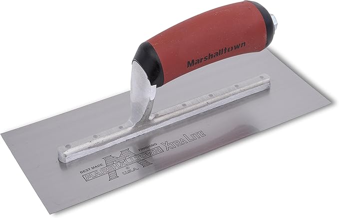 MARSHALLTOWN Finishing Trowels, DuraSoft Handle, 267mm Length, 114mm Width, Curved Handle Style, High Carbon Steel Blade, Made in The USA, MXS91D