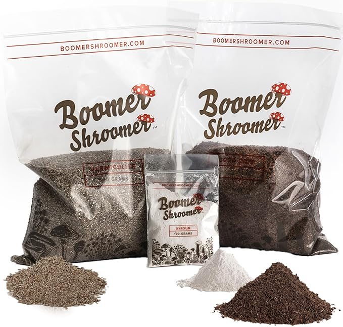 Boomer Shroomer Dry Bulk Substrate for Mushroom Cultivation (Coco Coir, Vermiculite, Gypsum) | Produces 10 Pounds of Pasteurized Substrate, Enough for Two Monotubs | Mushroom Substrate