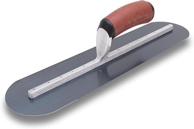 MARSHALLTOWN Fully Rounded Concrete Finishing Trowel, Blue Steel Blade, DuraCork Handle, 18 x 3, Made in The USA, MXS75BFRDC