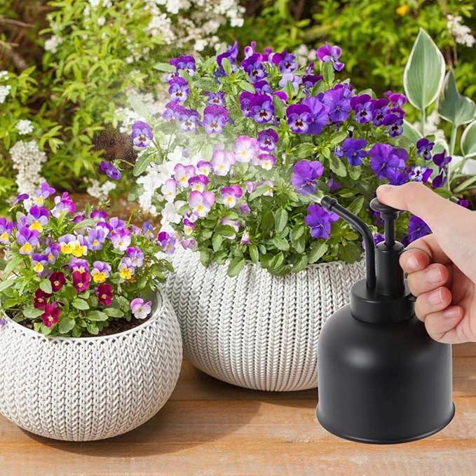 Plant Mister Spray Bottle, Metal Stainless Steel Plant Sprayer Mister, Small Watering Can Plant Spritzer with Top Pump for Indoor House Air Plants Succulents Outdoor Garden Decorative(Matte Black)