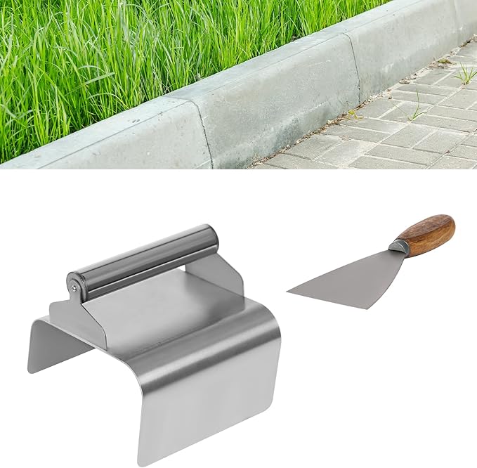 Landscape Curb Trowel Concrete Curb Tools, 7.24x5.9x4In Stainless Steel Slope Slant Trowel, Concrete Curb Tool with Handle and Putty Knife for Garden Pavement Patio