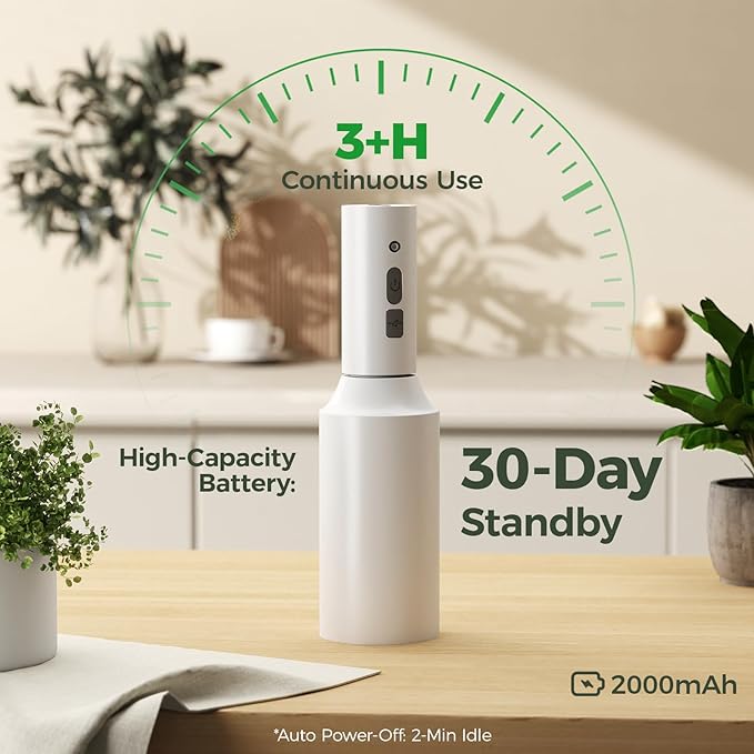 Bamworld Battery Powered Sprayer Rechargeable Electric Spray Bottle 750ml Continuous Mist Sprayer for Plants Cleaning Hairstyling Gardening USB Fast Charging Indoor Outdoor Use Hands-Free white