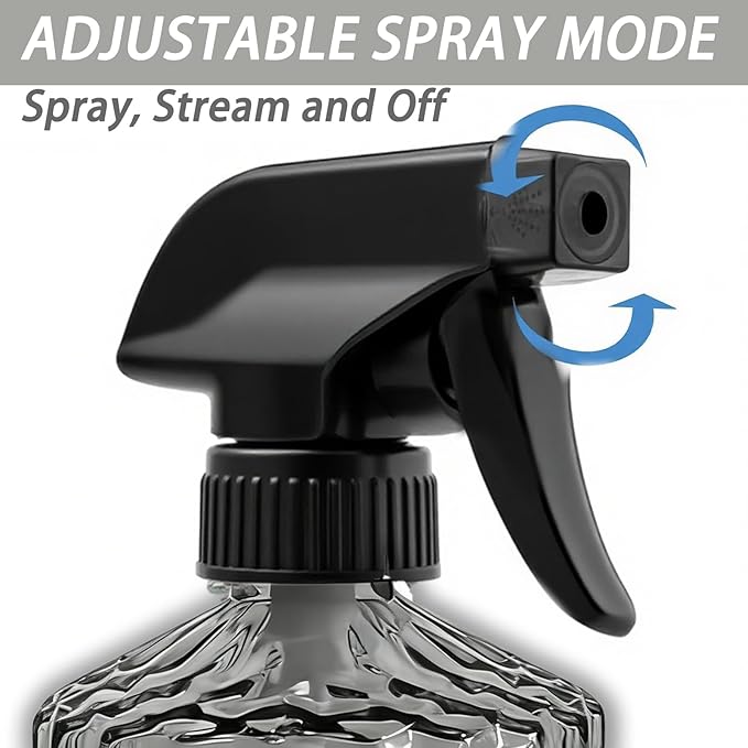 Glass Handheld Spray Bottle, 15oz Refillable Water Bottle Spray, Reusable Adjustable Nozzle Plant Mister Spray Bottles Indoor, Plant Mister for Hair, Cleaning, Gardening, Pets Care (Dark Grey)