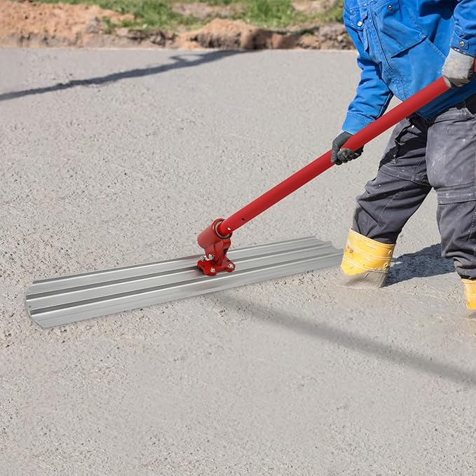 Trowel Concrete Kit，Concrete Finishing Trowel Bull Float Concrete Kits Cement Surface Finish Tool with 4 Handles 48x8'' (Red)